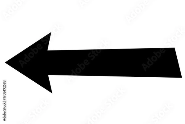 Fototapeta Black left arrow symbol for direction icon, navigation sign, infographic element, poster design, and graphic layout