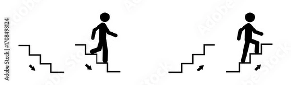 Obraz Up and down the stairs people public signature white background.