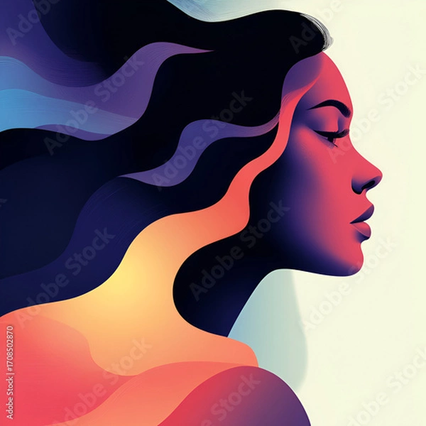 Fototapeta Beautiful illustration of a woman, ideal for use in Pink October campaigns