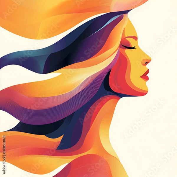 Fototapeta Beautiful illustration of a woman, ideal for use in Pink October campaigns