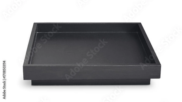 Fototapeta Empty black square wooden tray