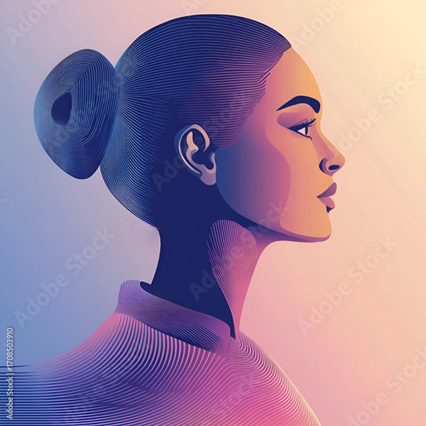 Fototapeta Beautiful illustration of a woman, ideal for use in Pink October campaigns