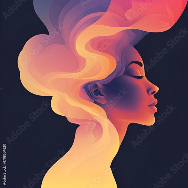 Fototapeta Beautiful illustration of a woman, ideal for use in Pink October campaigns