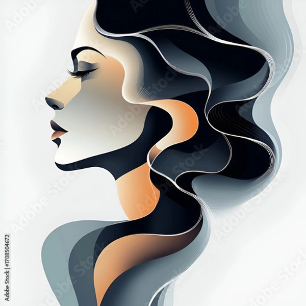 Fototapeta Beautiful illustration of a woman, ideal for use in Pink October campaigns