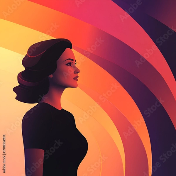 Fototapeta Beautiful illustration of a woman, ideal for use in Pink October campaigns