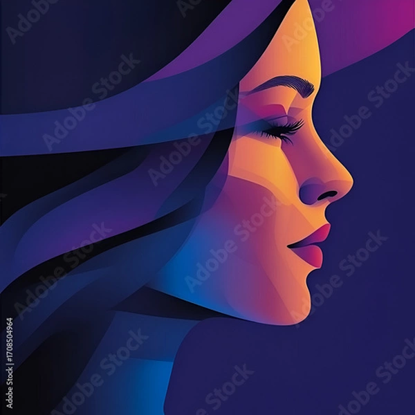 Fototapeta Beautiful illustration of a woman, ideal for use in Pink October campaigns