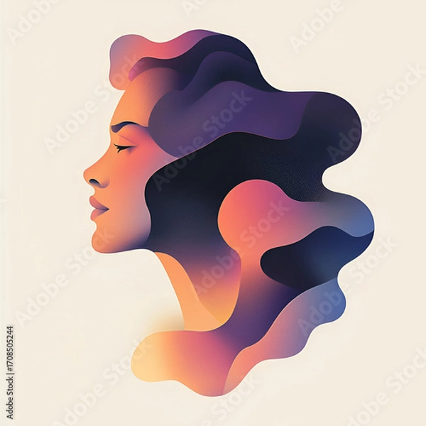 Fototapeta Beautiful illustration of a woman, ideal for use in Pink October campaigns