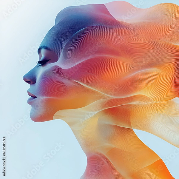 Fototapeta Beautiful illustration of a woman, ideal for use in Pink October campaigns