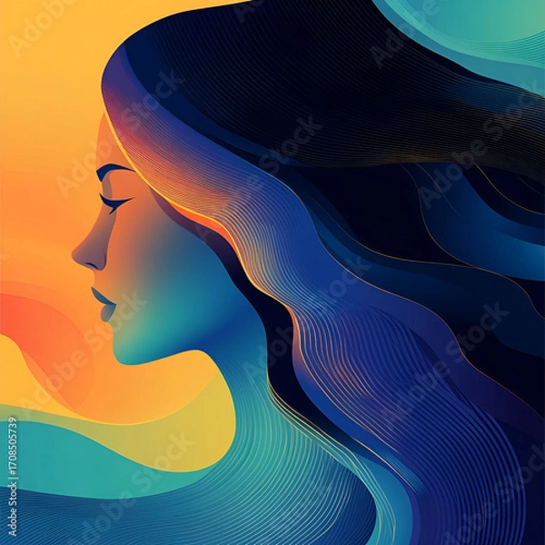 Fototapeta Beautiful illustration of a woman, ideal for use in Pink October campaigns