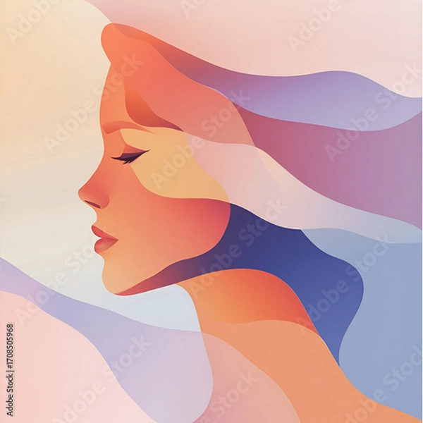 Fototapeta Beautiful illustration of a woman, ideal for use in Pink October campaigns
