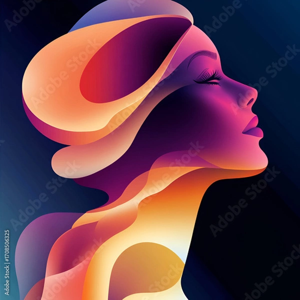 Fototapeta Beautiful illustration of a woman, ideal for use in Pink October campaigns