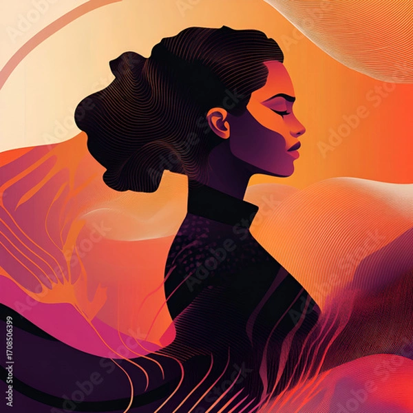 Fototapeta Beautiful illustration of a woman, ideal for use in Pink October campaigns