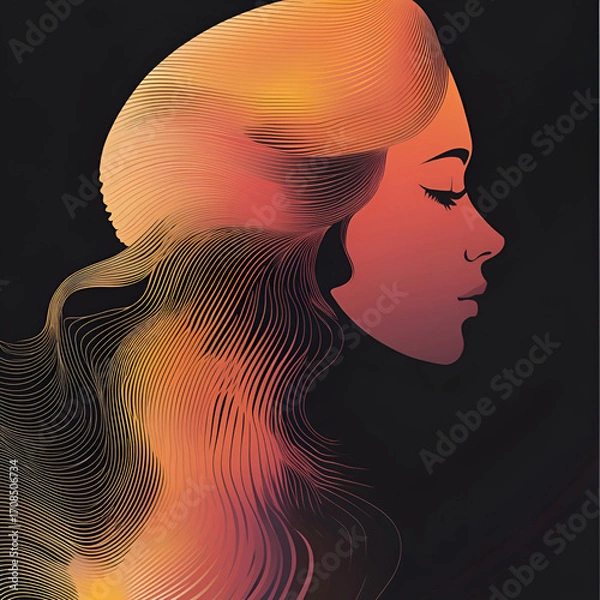 Fototapeta Beautiful illustration of a woman, ideal for use in Pink October campaigns