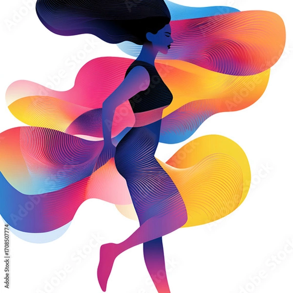 Fototapeta Beautiful illustration of a woman, ideal for use in Pink October campaigns