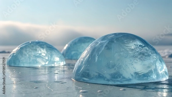 Obraz “Smooth Ice-like 3D Abstract Shapes in Soft Blue”