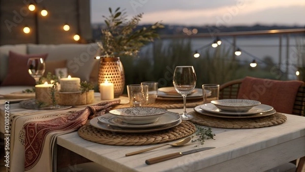 Obraz “3D Abstract Dinner Setup with Cozy Tones”
