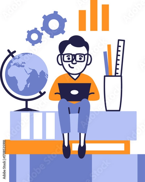 Obraz E-learning and Digital Skills Development Illustration.