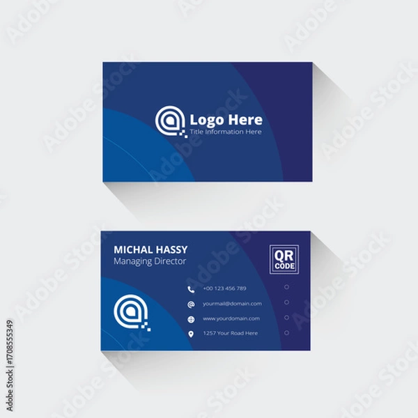 Fototapeta Modern business card design template with clean layout, vector elements, Minimal and clean business card templates for brand identity design,