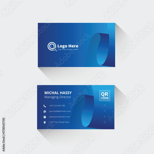 Fototapeta Modern business card design template with clean layout, vector elements, Minimal and clean business card templates for brand identity design, for corporate agencies.
