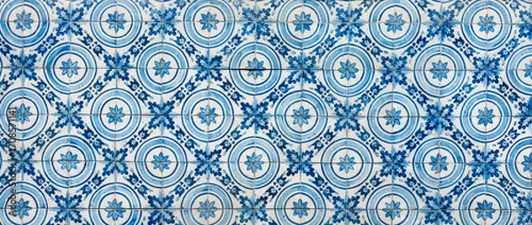 Fototapeta Traditional Portuguese tiles or azulejos. Perfect vintage background.