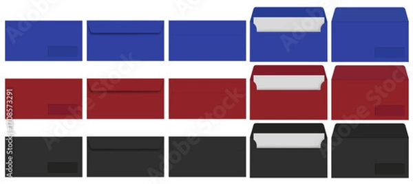 Fototapeta small ENVELOPE red blue black WITH WINDOW