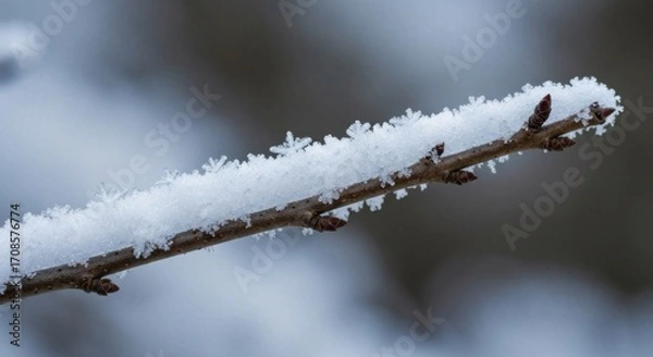 Fototapeta Close-up of a snow-covered branch