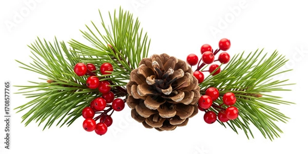 Obraz christmas tree branch with cones