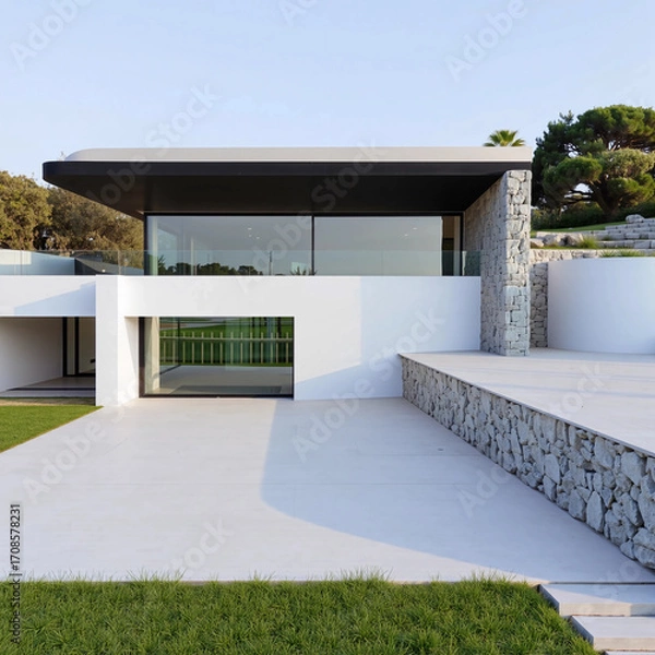 Fototapeta modern villa with pool
