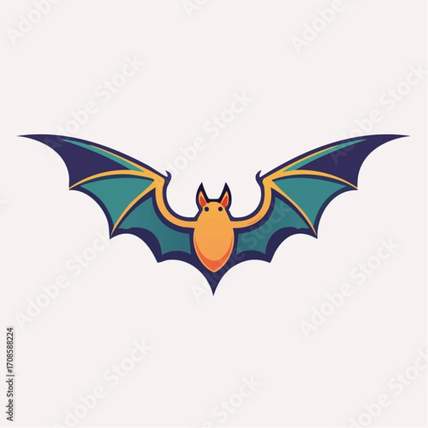 Fototapeta Stylized Illustration of a Bat with Spread Wings in a Decorative and Modern Design