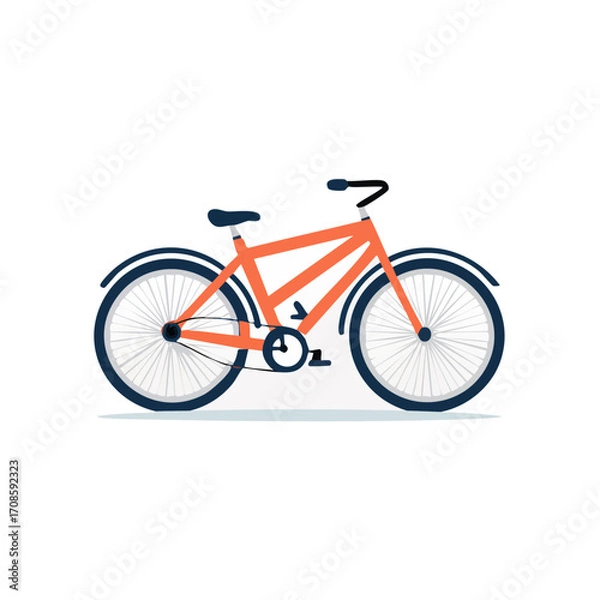 Fototapeta Vibrant Orange Bicycle Illustration on a White Background for Transportation and Design Concepts