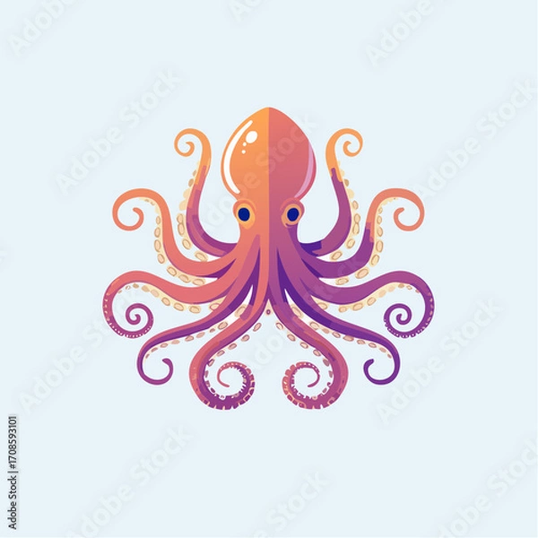 Fototapeta Vibrant stylized octopus illustration featuring colorful gradients and intricate tentacle details