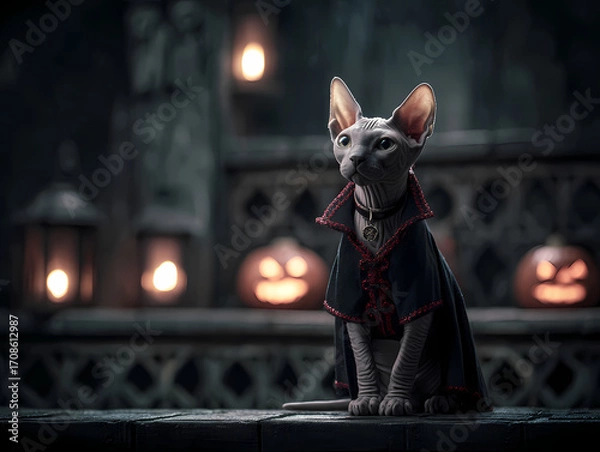 Obraz Sphinx cat dressed as vampire for Halloween