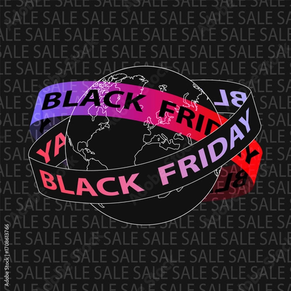 Obraz Banner for Black Friday. Modern minimal text symbol of Black Friday. Design template for Black Friday sale, promotion, advertising and social media ad
