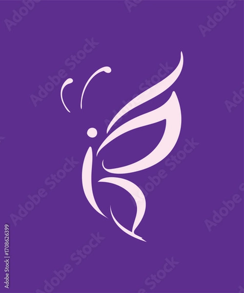 Fototapeta Elegant Butterfly Stylized Vector Illustration for Logo and Decoration
