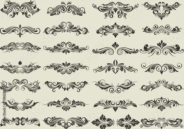 Fototapeta Elegant vintage ornamental borders and dividers create a classic decorative flourish for your designs