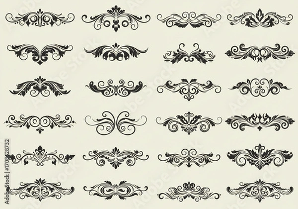 Fototapeta Elegant vintage ornamental dividers and borders add sophisticated flair to any design project