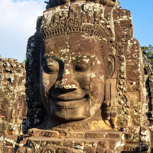 Obraz Ancient stone face, Khmer architecture
