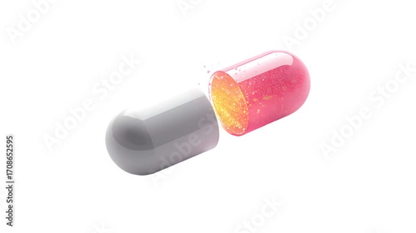 Fototapeta Opened capsule revealing glittering contents against black background