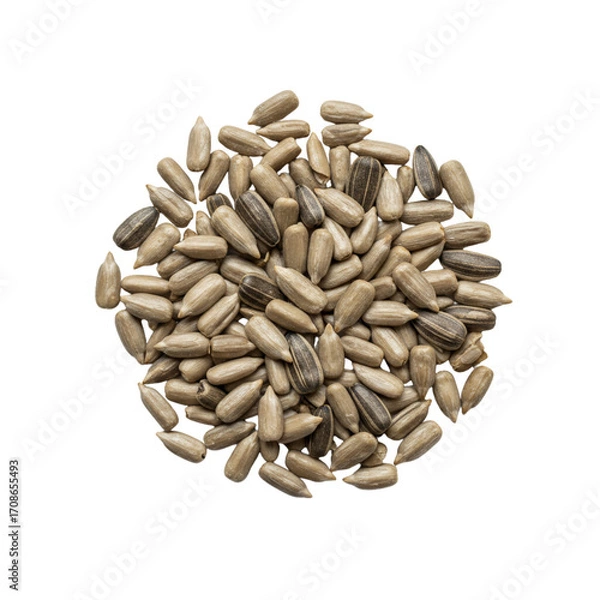 Fototapeta Sunflower seeds are arranged in a circular pattern on a transparent background isolate