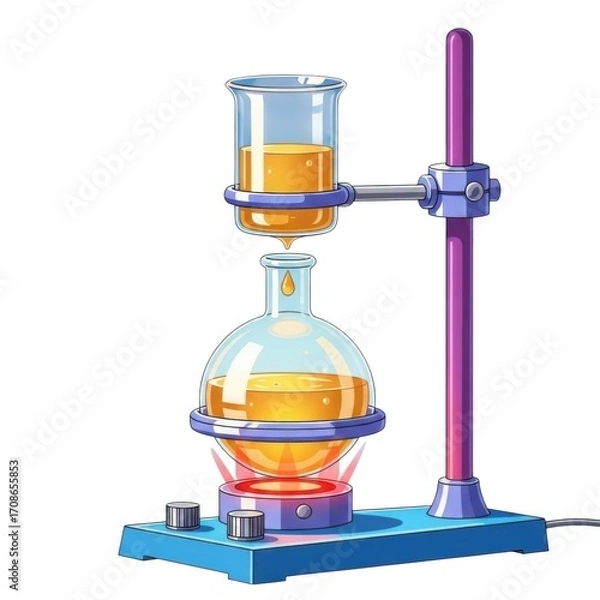 Obraz Chemistry Lab Distillation Apparatus Setup.