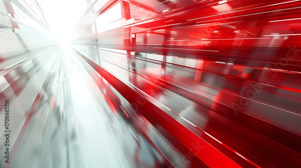 Fototapeta Red  White Speed Lines Abstract.