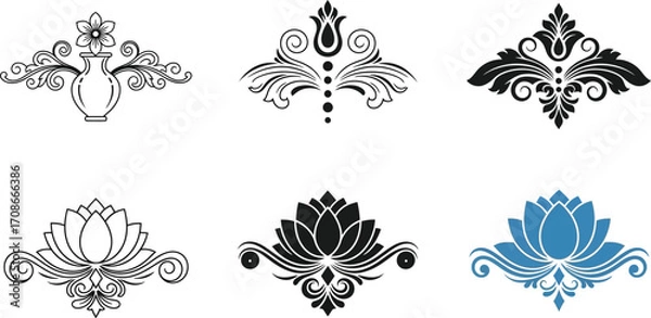 Fototapeta Elegant floral and decorative ornamental designs for graphic elements