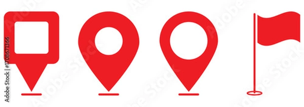 Fototapeta Map pin icon .Map maker. Adress pin. Flat icon set of location and map pins. Black red blue location map pin design. EPS 10