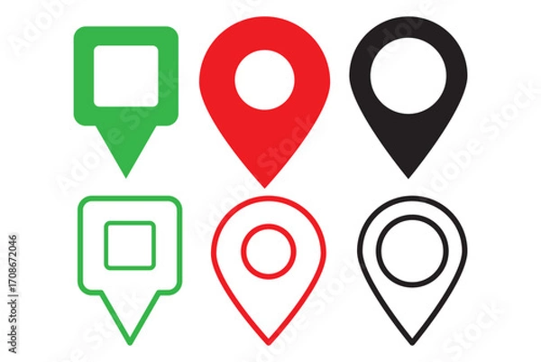 Fototapeta Red map pin location icon. white background. Design EPS 10 