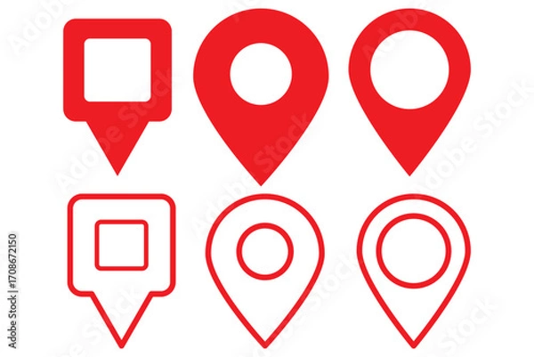Fototapeta Red map pin location icon. white background. Design EPS 10 