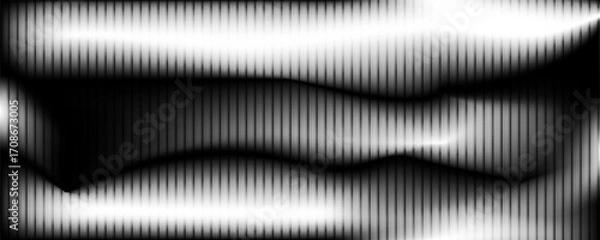 Fototapeta Modern background with vertical lines, soft gradient in black and white tones. Smooth and flowing aesthetic, fractal glass background