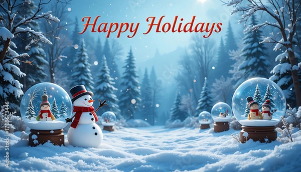 Fototapeta christmas card with snowman