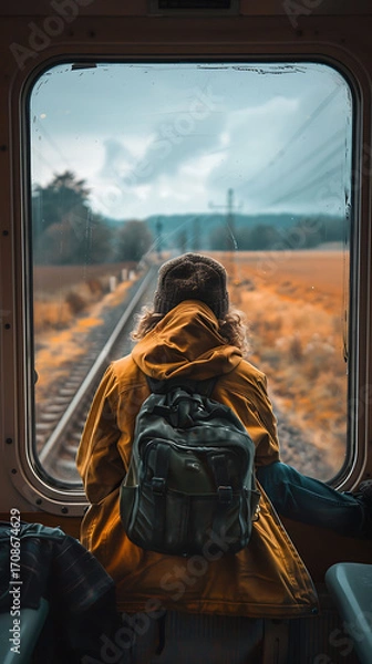 Fototapeta Train window view.