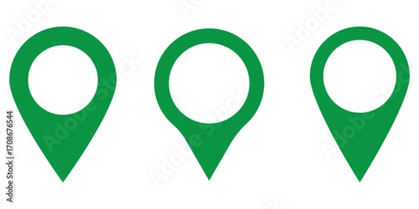 Fototapeta Location pin icon set in red, blue and black colors isolated on white background. EPS 10 