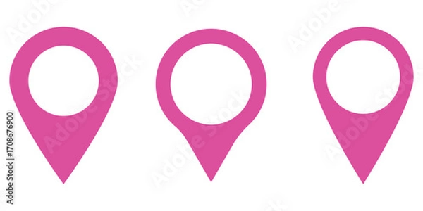 Fototapeta Location pin icon set in red, blue and black colors isolated on white background. EPS 10 
